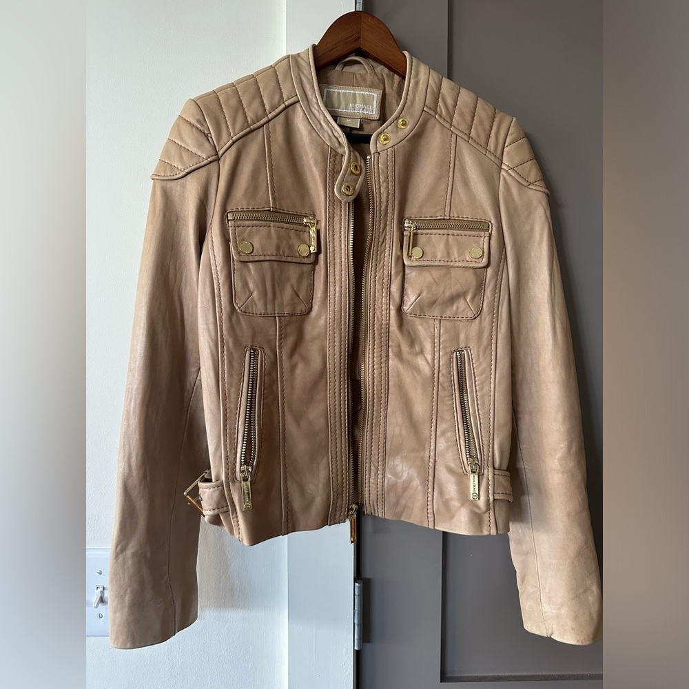 Michael Kors Leather Jacket - Tan